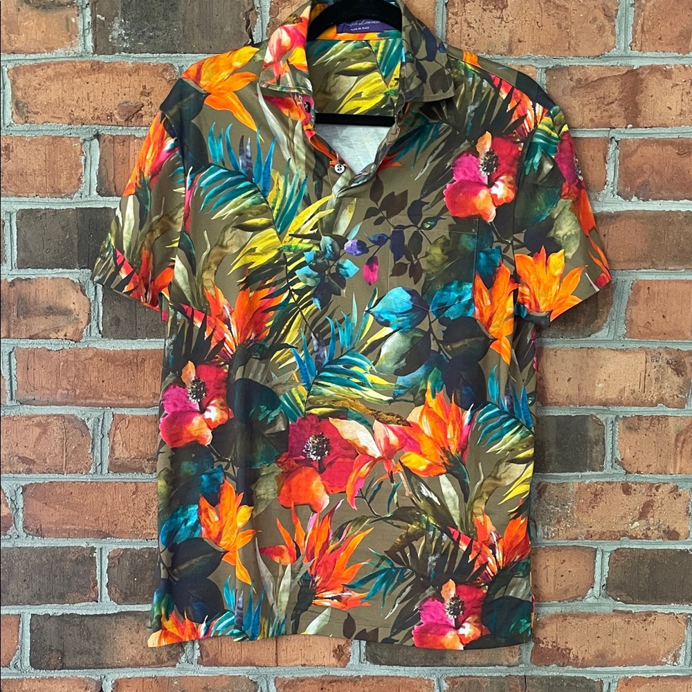 $395 Purple Label Floral Polo